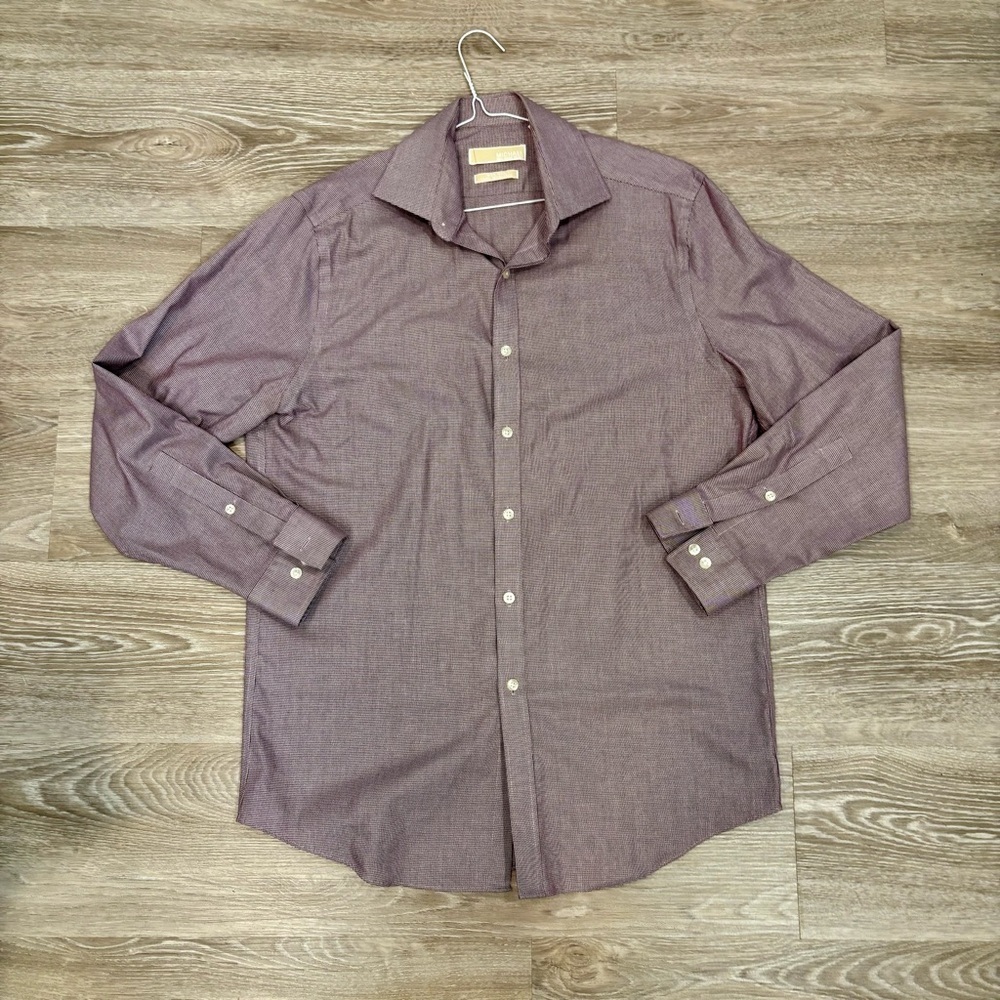 Michael Michael Kors Purple Micro Plaid Classic Fit Casual Ahirt 15 1/2 32/33
